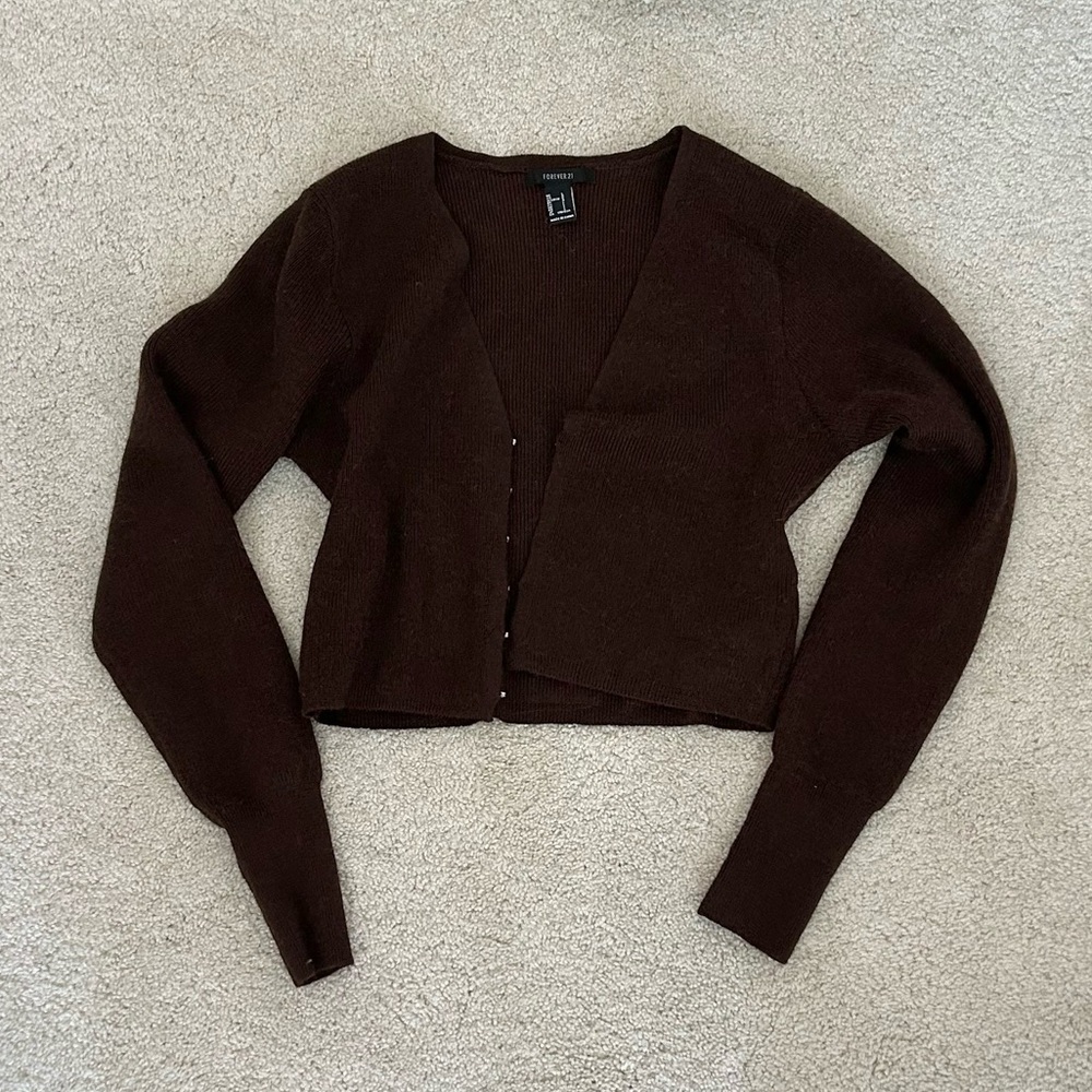 LAST CALL! forever 21 brown hook detail cardigan sweater
